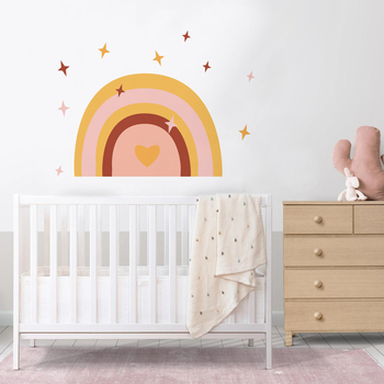 PVC αυτοκόλλητο τοίχου με σχέδιο ουράνιο τόξο και αστέρι με πέντε άκρα, αδιάβροχο, κατάλληλο για σαλόνι, υπνοδωμάτιο και μελέτη