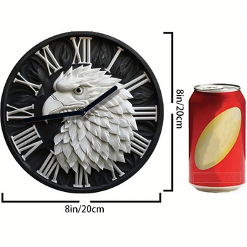 Fali óra csendes kvarc járással, kerek fém számlappal és tokkal, elemről működik, modern kialakítás.