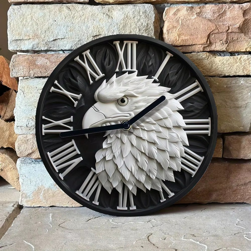 Fali óra csendes kvarc járással, kerek fém számlappal és tokkal, elemről működik, modern kialakítás.