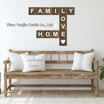 Τετράγωνη ξύλινη διακοσμητική πινακίδα τοίχου με γράμματα – Κρεμαστό, μοντέρνο και απλό διακοσμητικό για κουζίνα, σαλόνι και υπνοδωμάτιο