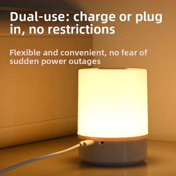 Νυχτερινό φωτιστικό κομοδίνου με έλεγχο αφής, επαναφορτιζόμενη μπαταρία, προστασία ματιών, γεωμετρική σκιά από PP