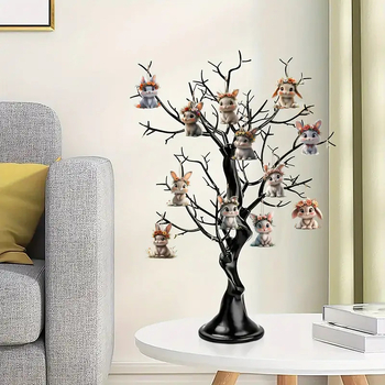 Σετ 12 τεμάχια κρεμαστά με λαγουδάκια από συνθετικό ξύλο, μοντέρνο μινιμαλιστικό στυλ για διακόσμηση παραθύρων οικίας και διακόσμηση της τάξης