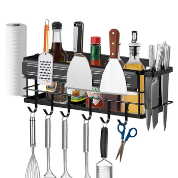 Kvadratinis geležies šoninis griliaus laikiklis – servetėlių ir prieskonių laikiklis, lauko kepsninės organizatorius, daugiafunkcinis, nuimamas, lengvai valomas