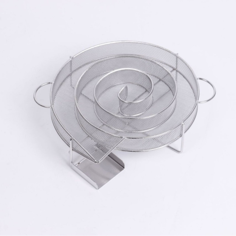 Nerūdijančio plieno apvalus rūkymo krepšelis, daugiakomponentinis grilio priedas, 0.166 kg