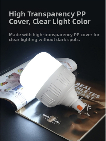 LED крушка за къмпинг с USB презареждане, 20W, 20V, бутонен превключвател