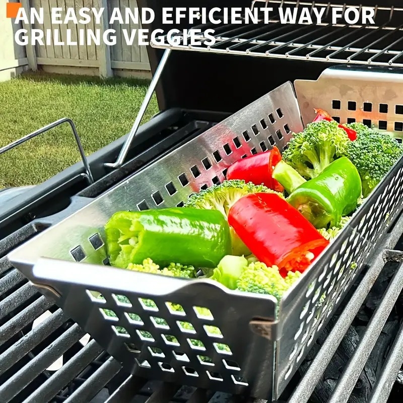 304 nerūdijančio plieno kvadratinė grilio keptuvė su skylėmis – perforuota BBQ plokštė, 276 g