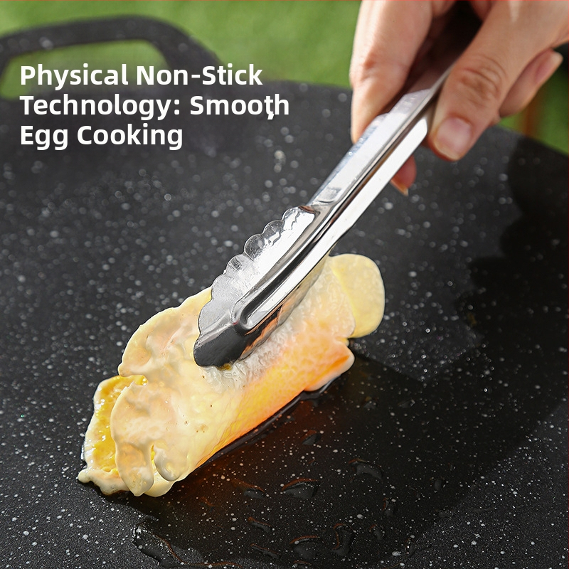 Кръгъл железен грил тиган за барбекю, корейски стил, незалепващ, съвместим с индукционни котлони