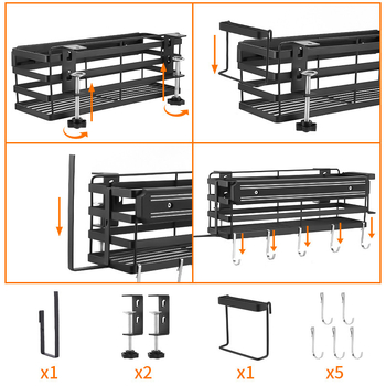 Αποσπώμενο ράφι αποθήκευσης εργαλείων κουζίνας και BBQ, τοίχου-κρεμάστρα, από σφυρηλατημένο σίδηρο, μοντέρνο στυλ