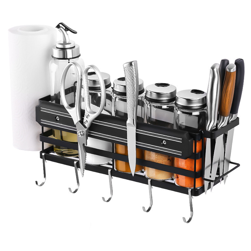 Szerelhető kovácsoltvas konyhai és grill eszközök tárolója, falra akasztható, modern stílus