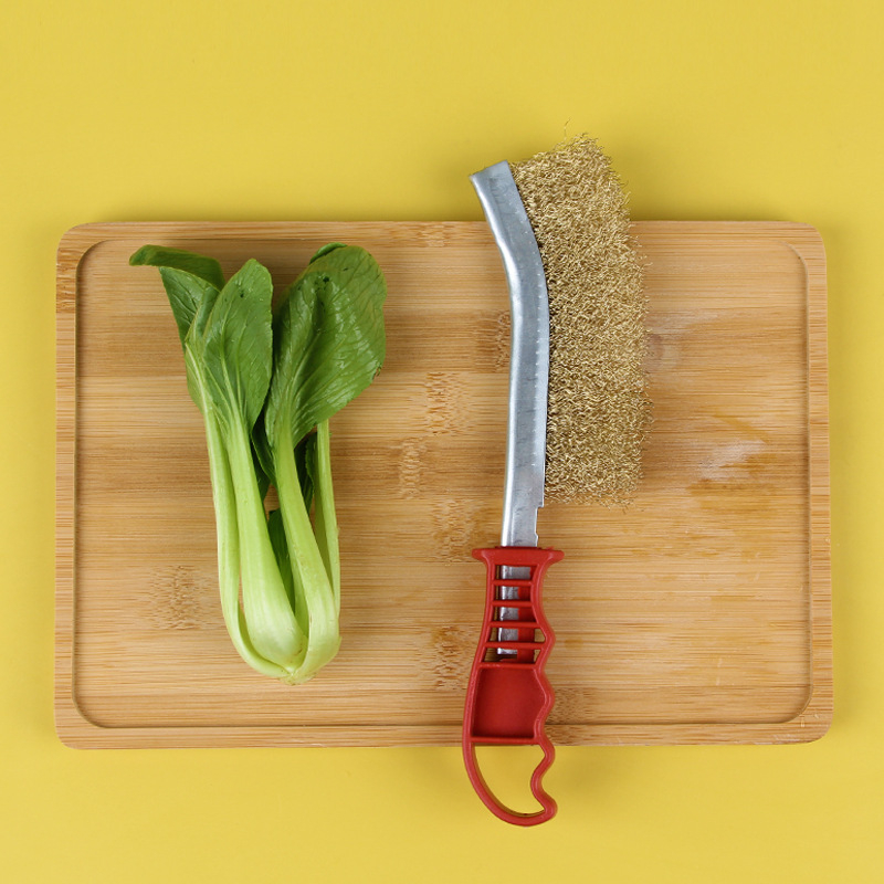 Naža tipa tērauda stiepļu suka grilēšanai – tērauda stiepļi, plastmasas rokturis, iepakojumā 100 gab., grila instruments