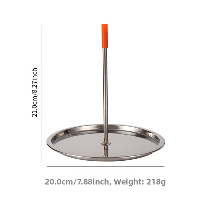 Шиш-грил от неръждаема стомана 304 с отделяща се ръкохватка и база, вертикално подсилен държач за пиле, кръгла форма, тегло 0,3 кг