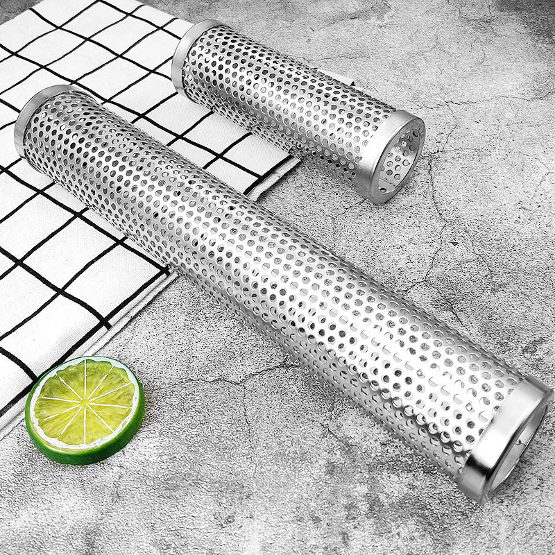 Bangqi nerūdijančio plieno dūmų vamzdelis — lauko kepsninės dėžutė, apvali šalto dūmo dėžutė, kepsninės įrankis, pakuotė 50