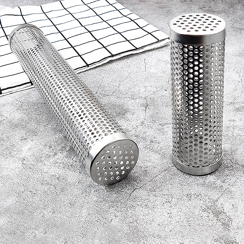 Bangqi nerūdijančio plieno dūmų vamzdelis — lauko kepsninės dėžutė, apvali šalto dūmo dėžutė, kepsninės įrankis, pakuotė 50