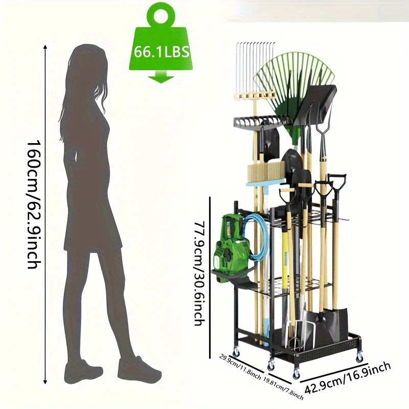 Ράφι τοίχου από σφυρήλατο σίδηρο για εργαλεία κήπου, 4 επίπεδα, μεταλλική κατασκευή, δημιουργικός σχεδιασμός