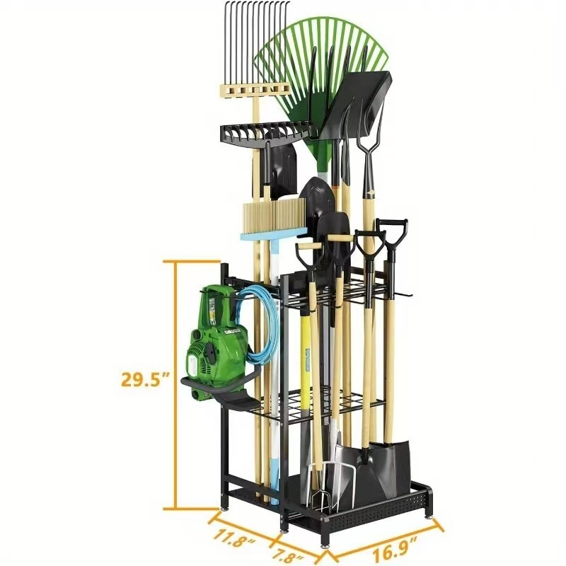 Ράφι τοίχου από σφυρήλατο σίδηρο για εργαλεία κήπου, 4 επίπεδα, μεταλλική κατασκευή, δημιουργικός σχεδιασμός