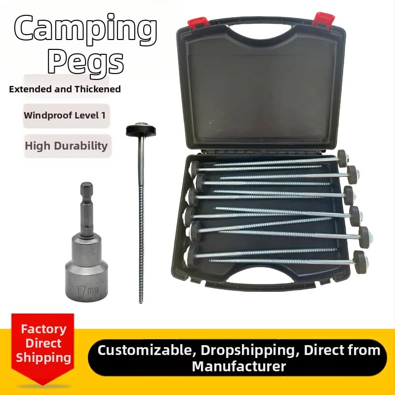 Uzlabots oglekļa tērauda telts nagla ar rotējošu gumijas galvu – pārnēsājams