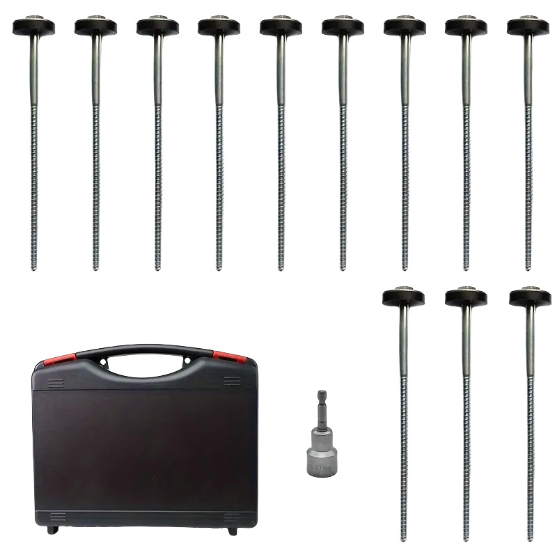 Uzlabots oglekļa tērauda telts nagla ar rotējošu gumijas galvu – pārnēsājams