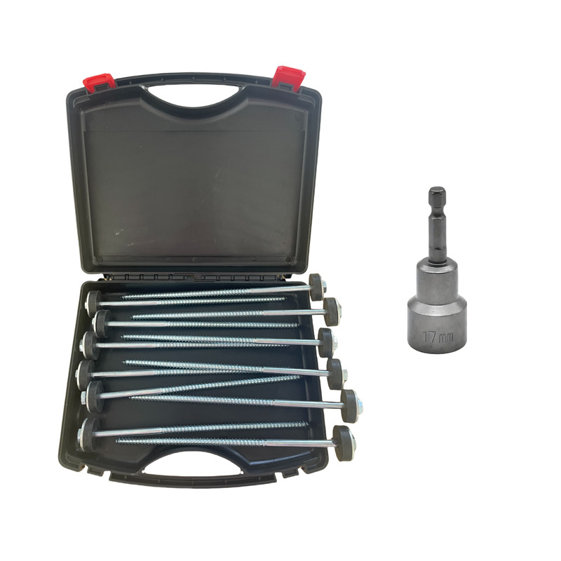 Uzlabots oglekļa tērauda telts nagla ar rotējošu gumijas galvu – pārnēsājams