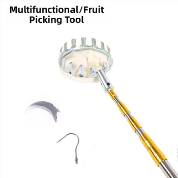 Teleskopinė nerūdijančio plieno vaisių rinkimo lazda su kietuoju graikinio riešuto galu