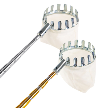 Teleskopinė nerūdijančio plieno vaisių rinkimo lazda su kietuoju graikinio riešuto galu