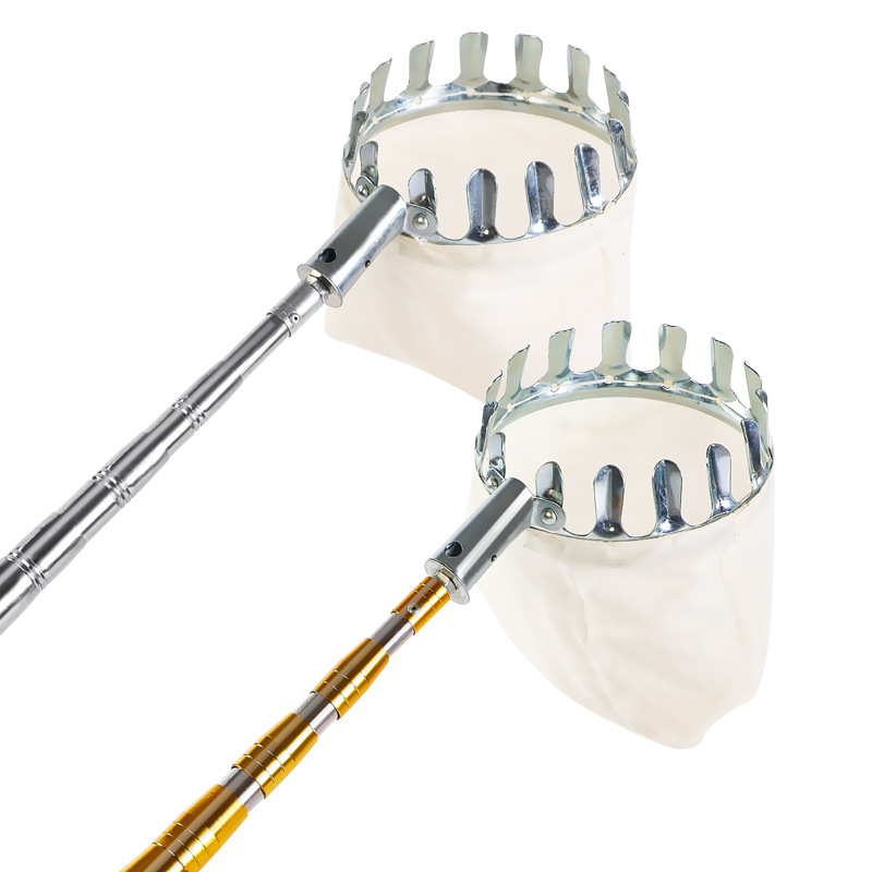 Teleskopinė nerūdijančio plieno vaisių rinkimo lazda su kietuoju graikinio riešuto galu