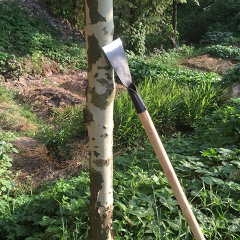 Medinė rankena kastuvui betonui, ledui, sienoms ir grindims valyti; kastuvo galvos plotis 72 mm, storis 2,2 mm, galvos svoris 142 g; prekės ženklas SN