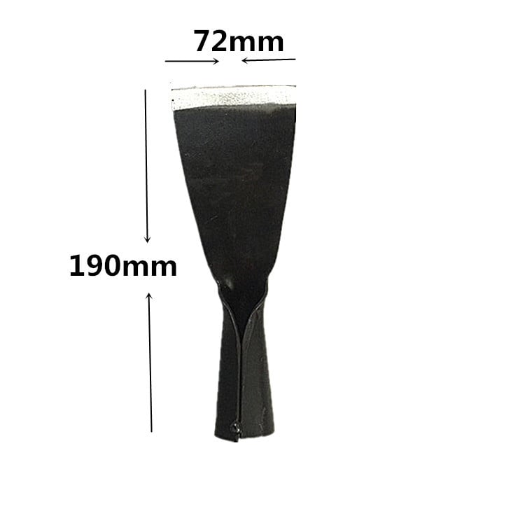 Medinė rankena kastuvui betonui, ledui, sienoms ir grindims valyti; kastuvo galvos plotis 72 mm, storis 2,2 mm, galvos svoris 142 g; prekės ženklas SN