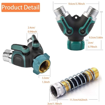 Inline διανομέας βρύσης κήπου με 1 είσοδο και 2 εξόδους, σώμα από χαλκό, 0–40°C