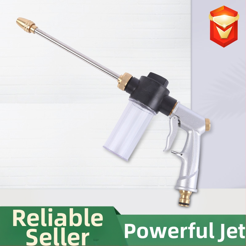 Високонапорен метален пистолет за миене на автомобили, медна глава и дръжка от алуминиева сплав, пръскане до 5–10 м, съвместим с чешмова вода