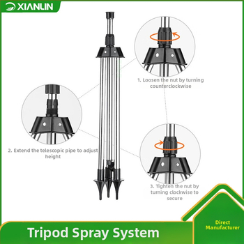 Microjet σειρά Σύστημα ψεκασμού με τρίποδο, χαμηλής πίεσης, ρυθμιζόμενο ύψος, εξωτερική ψύξη με ατμοποίηση