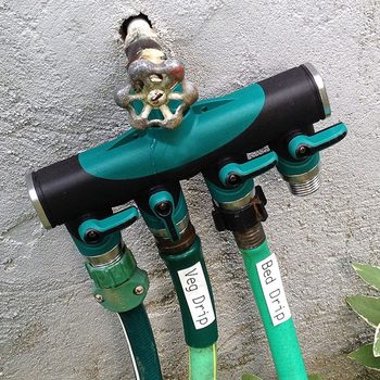 Τετραδρομικός διανομέας νερού με βαλβίδα σφαίρας, σώμα από πλαστικό + κράμα ψευδαργύρου, 1 είσοδος / 4 έξοδοι, άρδευση κήπου