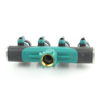 Τετραδρομικός διανομέας νερού με βαλβίδα σφαίρας, σώμα από πλαστικό + κράμα ψευδαργύρου, 1 είσοδος / 4 έξοδοι, άρδευση κήπου