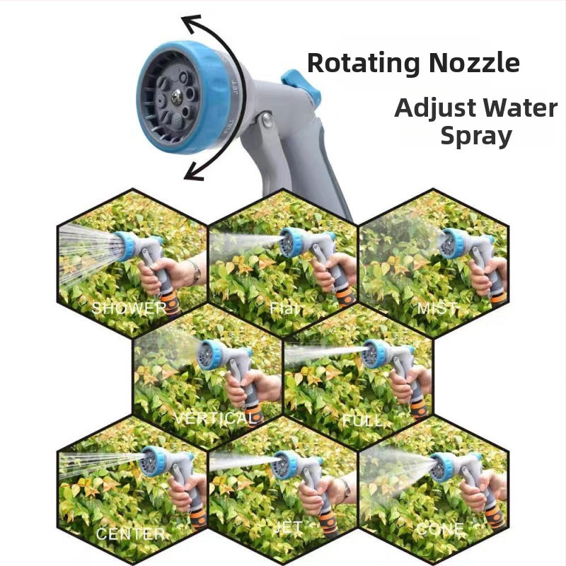 Метален многофункционален градински воден пистолет с осемстепенно пръскане, високо налягане, за миене на автомобили и поливане на градина