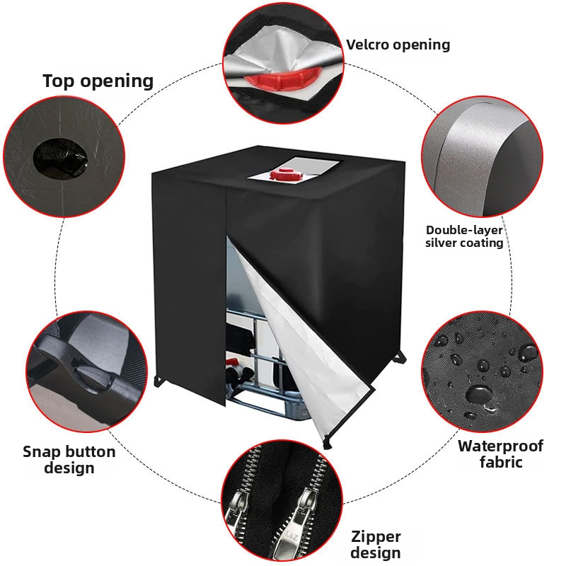IBC капак за резервоар 1000L — външен водоустойчив, прахозащитен и изолиран покрив, универсална съвместимост