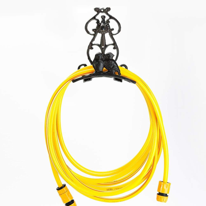 Kerti falidísz: retro öntöttvas csap és madár motívum, tartó a vízcsőhöz és magasnyomású vízipisztoly