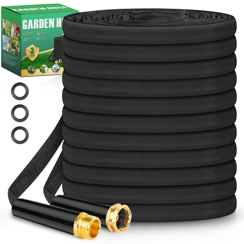 Dārza šļūtene – viegls plakanā dizaina, piemērota ārējai laistīšanai un auto mazgāšanai; Specifikācijas: Zīmols: Bicheng gardening; Izsmidzināšanas galvas materiāls: inženierplastika; Ūdens spiediens: 5–8; Svars: 1–5