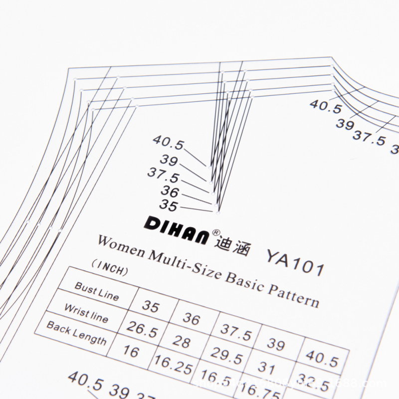 DIHAN YA101 Női ruházati prototípus sablon, 1:1 arányban (egyben több méret) – Prototípus verzió