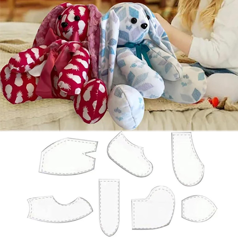 Akril quilt sablonkészlet, memória nyuszi minta, 7 darab