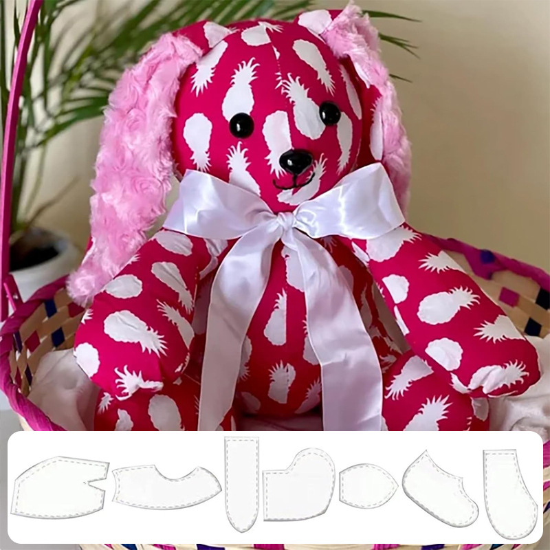 Akril quilt sablonkészlet, memória nyuszi minta, 7 darab