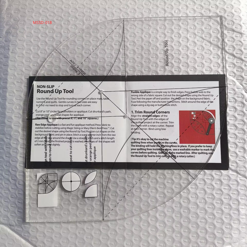 MSSD-01S Акрилна многофункционална шевна измервателна линийка за пачворк със DIY оформящ шаблон и колело за рязане