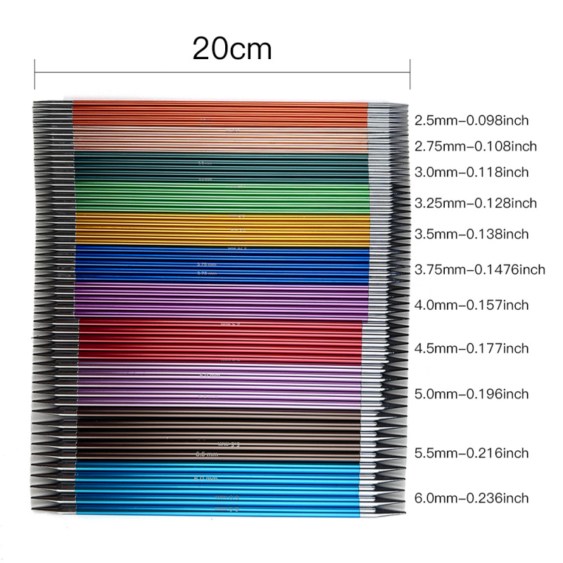 Set igala za pletenje džempera: igle od aluminij oksida ravne i igle s dvostrukim vrhom, 11 parova, po 5 komada po setu, japanski stil