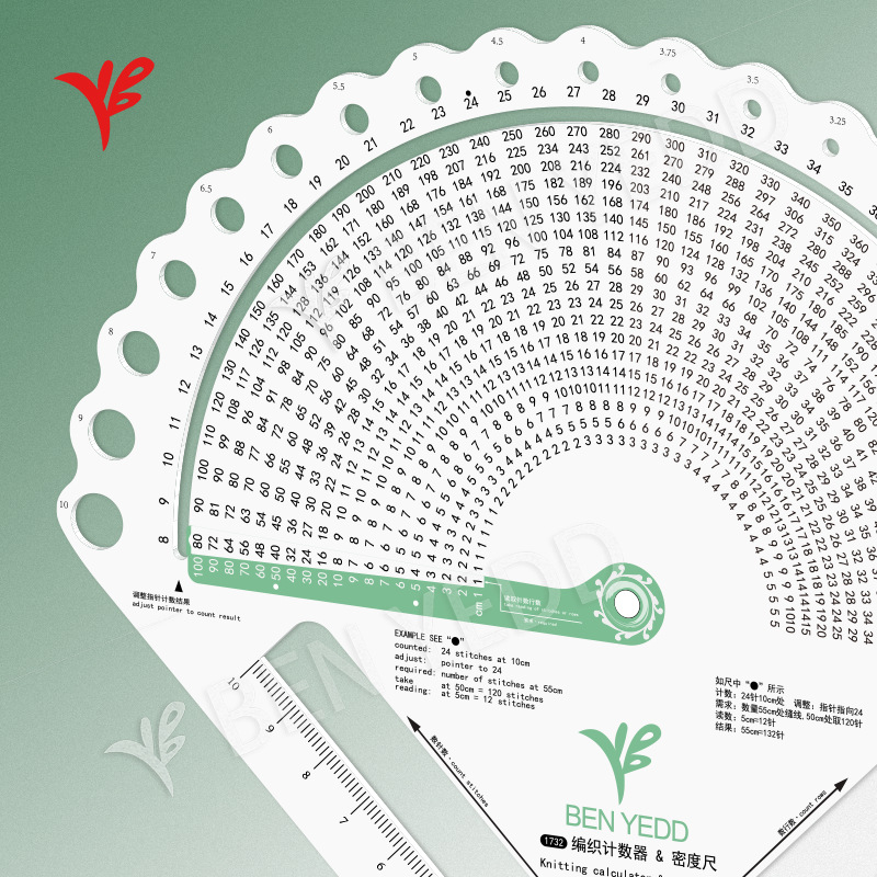 BEN YEDD kötés számláló és sűrűségmérő, ventillátor alakú dizájn, kötés kalkulátor