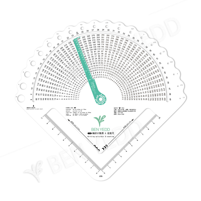 BEN YEDD kötés számláló és sűrűségmérő, ventillátor alakú dizájn, kötés kalkulátor