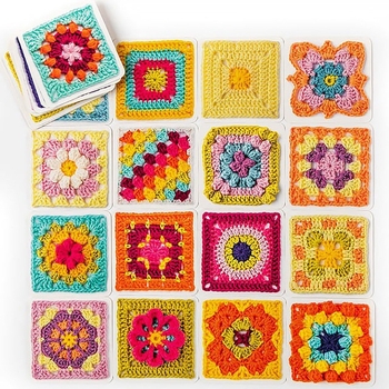 Карти със схеми за плетене – Granny Square комплект, 66 карти, 260 г, вълнени модели, бабина шарка карти; възможност за персонализация