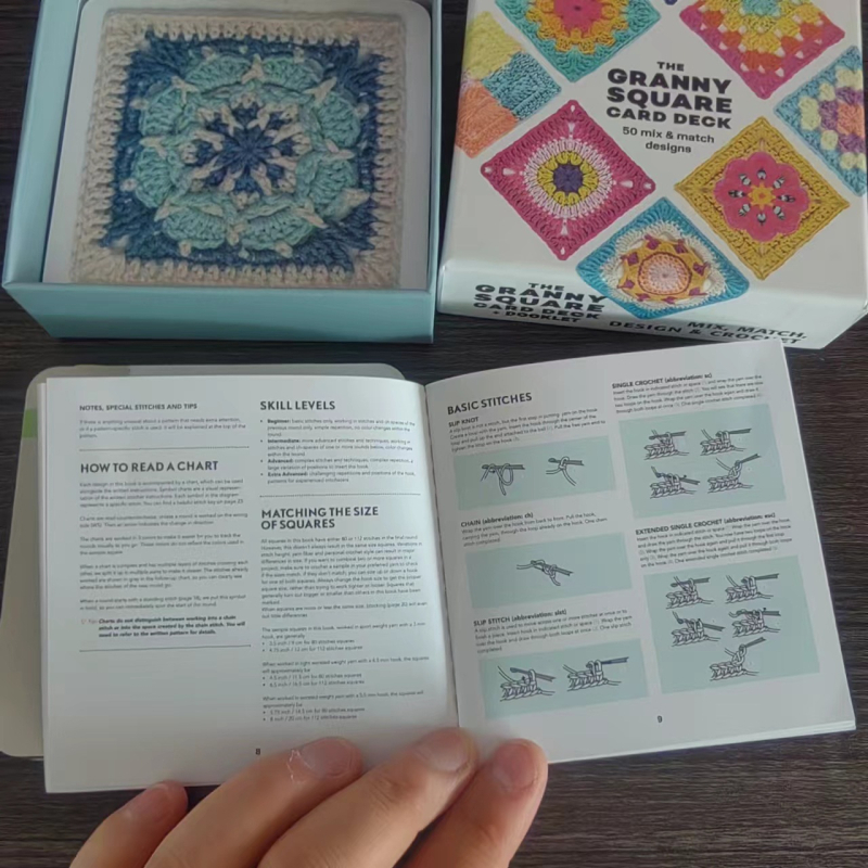 Карти със схеми за плетене – Granny Square комплект, 66 карти, 260 г, вълнени модели, бабина шарка карти; възможност за персонализация