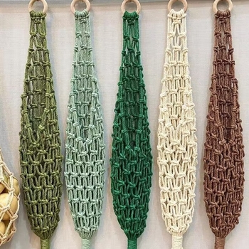 Coș suspendat pentru fructe și legume, stil boem, împletit manual din sfoară de bumbac, model 51262