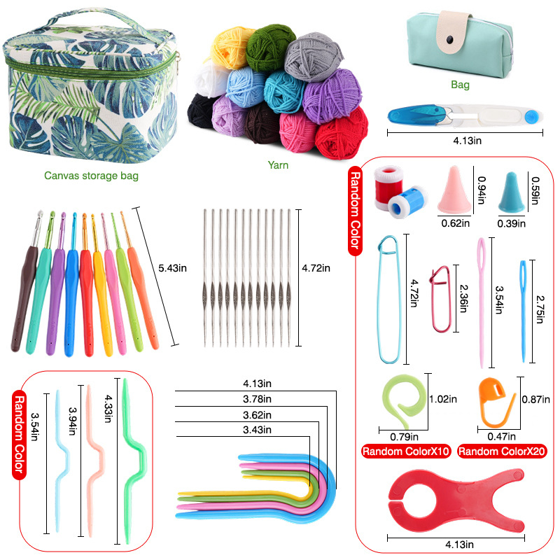 Mezgimo komplektas su DIY medžiagomis ir saugyklos krepšelis, 12 dėžu, bendras svoris 720 g