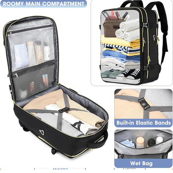 Unisex σακίδιο ταξιδιού, 20–35L, συμβατό με φορητό υπολογιστή 16 ιντσών, αδιάβροχο, πολυεστέρας