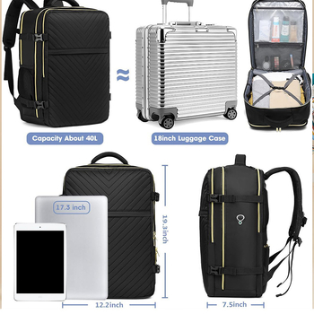 Unisex σακίδιο ταξιδιού, 20–35L, συμβατό με φορητό υπολογιστή 16 ιντσών, αδιάβροχο, πολυεστέρας