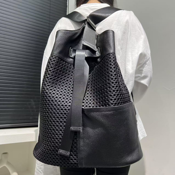 Rucsac feminin din nailon, stil urban simplu, bucket bag stil, formă verticală pătrată, închidere cu fermoar